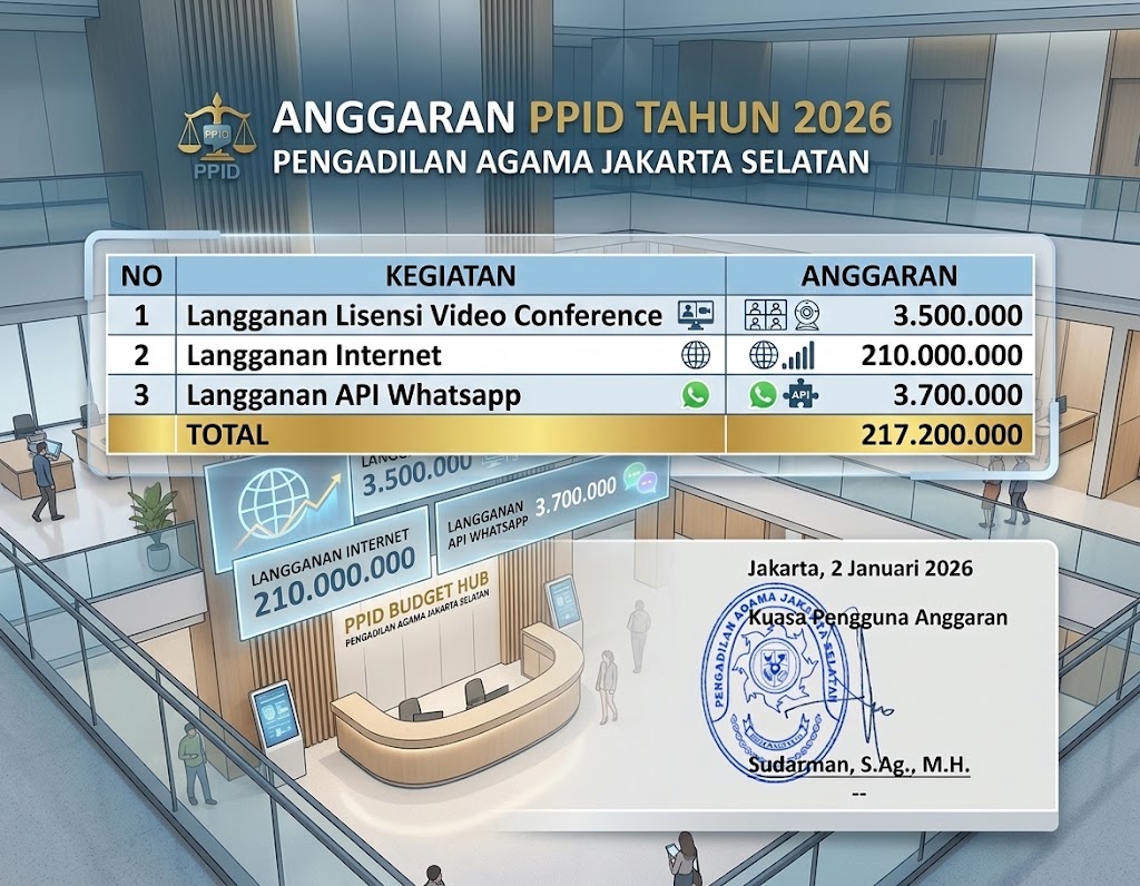 Anggaran PPID Tahun 2026 PA Jakarta Selatan
